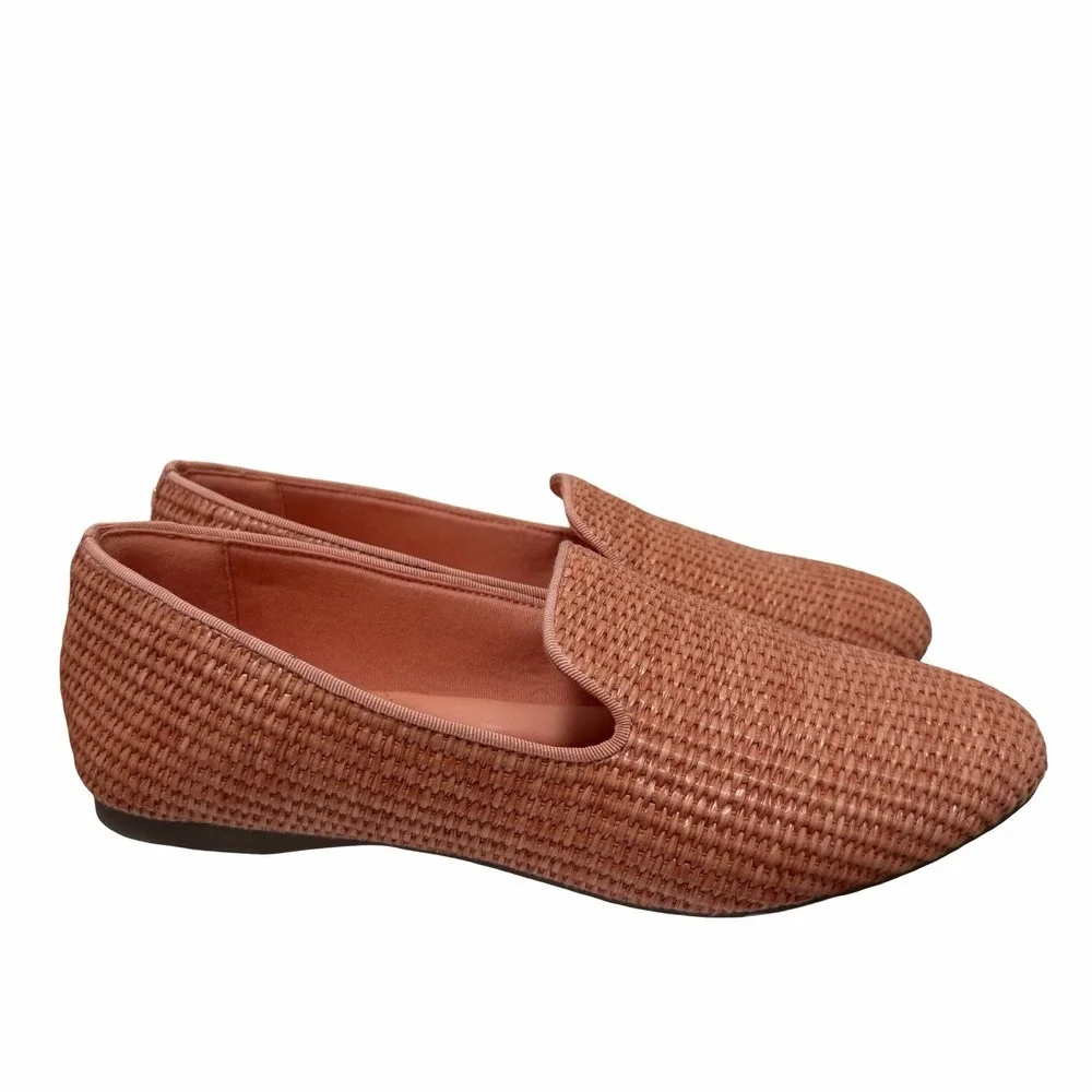 Birdies The Startling Raffia Flats Womens US 9.5 Coral Comfort Slip On Shoe NWOB
